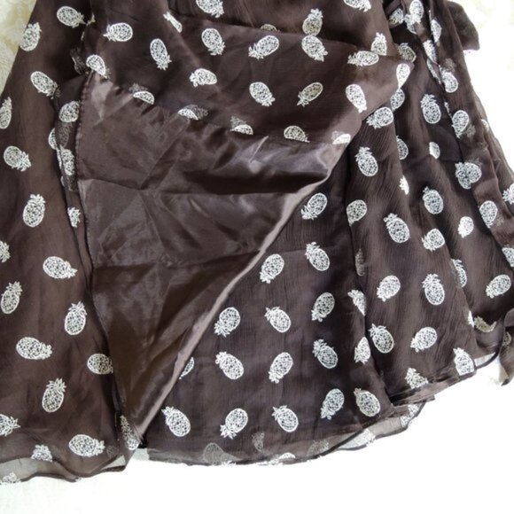 Kate Spade Brown Pineapple Embroidered 100% Silk Wrap Dress 10 - Picture 9 of 13